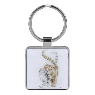 ‘Feline Good’ Cat Metal Keyring