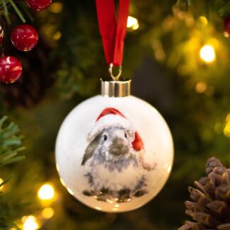 'Ho Ho Ho' Rabbit Christmas Bauble