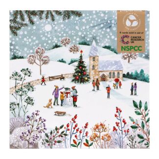 Snowy Church Scene Pack of 6 Christmas Cards Charity Pack