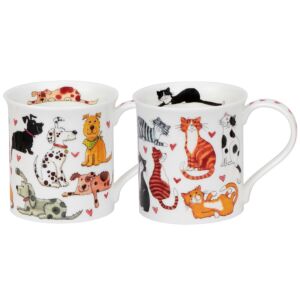 Loveable Cats & Dogs Bute Set Of 2 Mugs