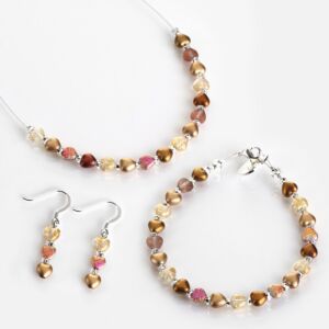 Gold Hearts 3 Piece Jewellery Set