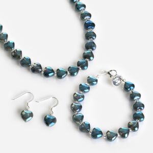 Blue Shine Hearts 3 Piece Jewellery Set