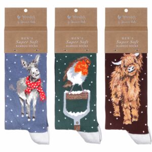 Set of Three Men's Bamboo Christmas Socks